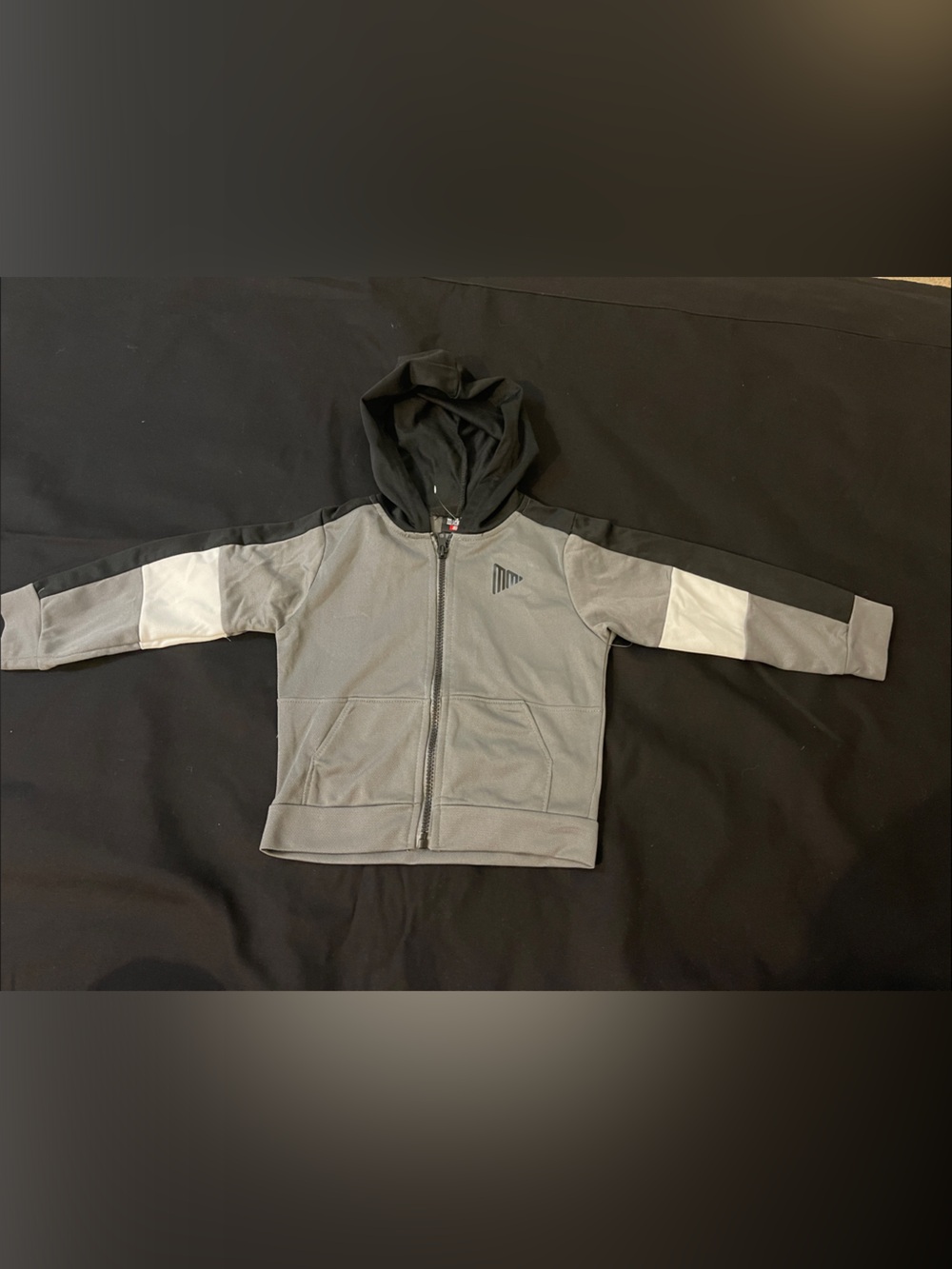 Kids Grey & Black Zip-Up Hoodie Matching Set